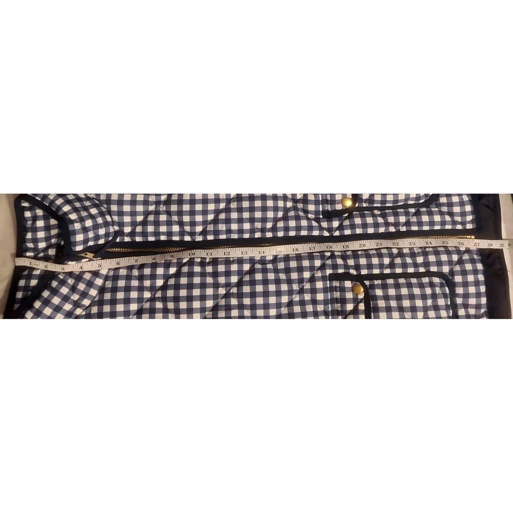 J Crew Womens Navy & White Gingham Quilted Down Full Zip Puffer Vest Size XL - Picture 9 of 10